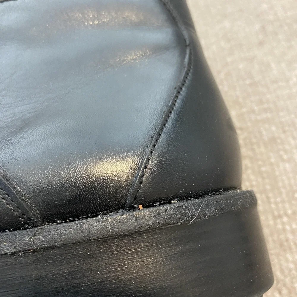Johnston & Murphy Sheepskin Boots Mens Size 8.5M Black Leather Chukka Ankle